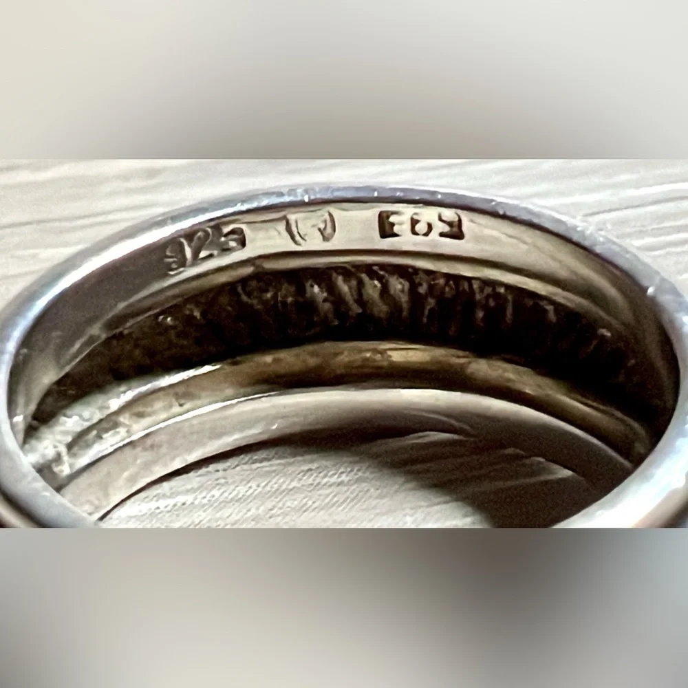 Vintage Designer Ilias Lalaounis Sterling Silver & 14K Gold Band Ring, Size 6.5